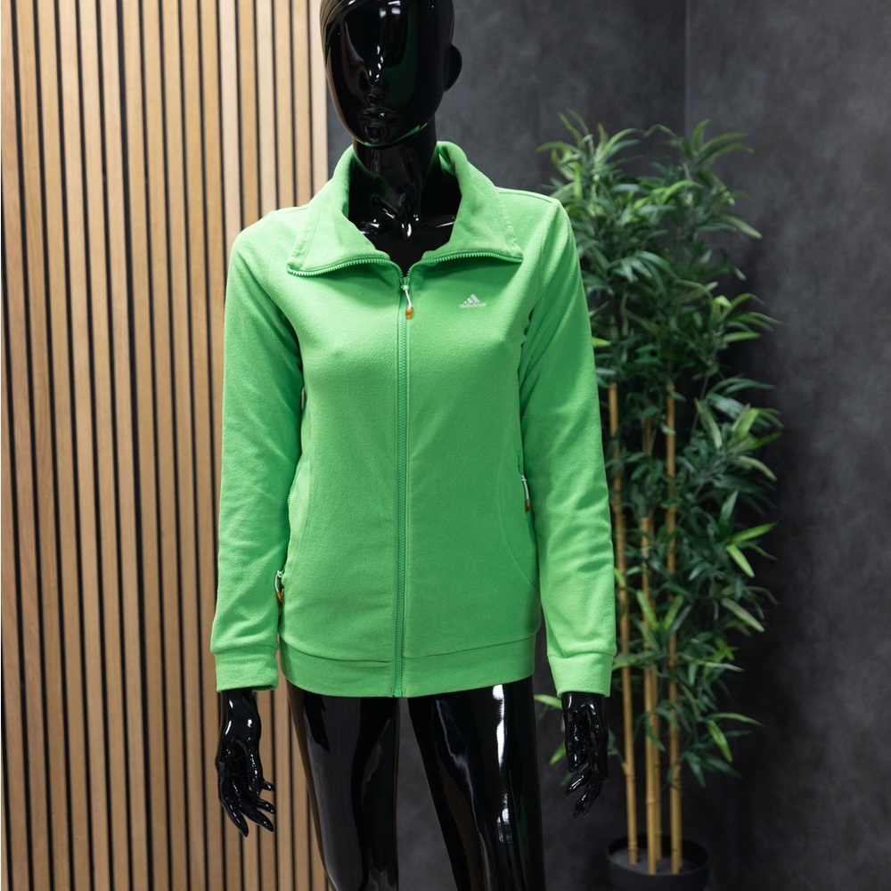 Adidas Green Utility Jacket with Slim Fit and Folded Collar